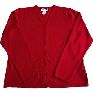 Pendleton Red Silk Blend Cardigan Sweater Women's XL V-Neck Button Front